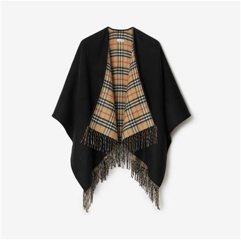 burberry cape with initials|Check Wool Reversible Cape in Black .